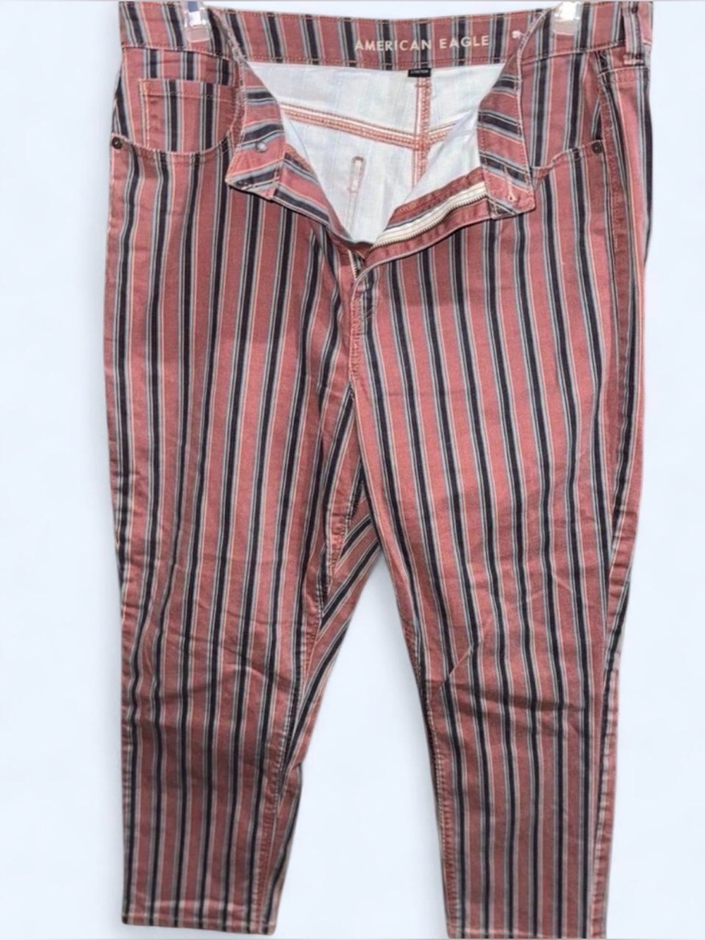 American Eagle Outfitters Striped Flare Jeans - Red and Blue